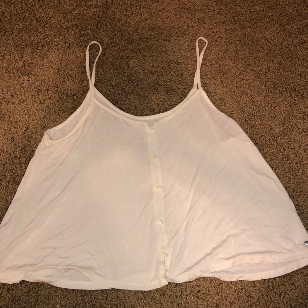 White Crop Button Tank Top
